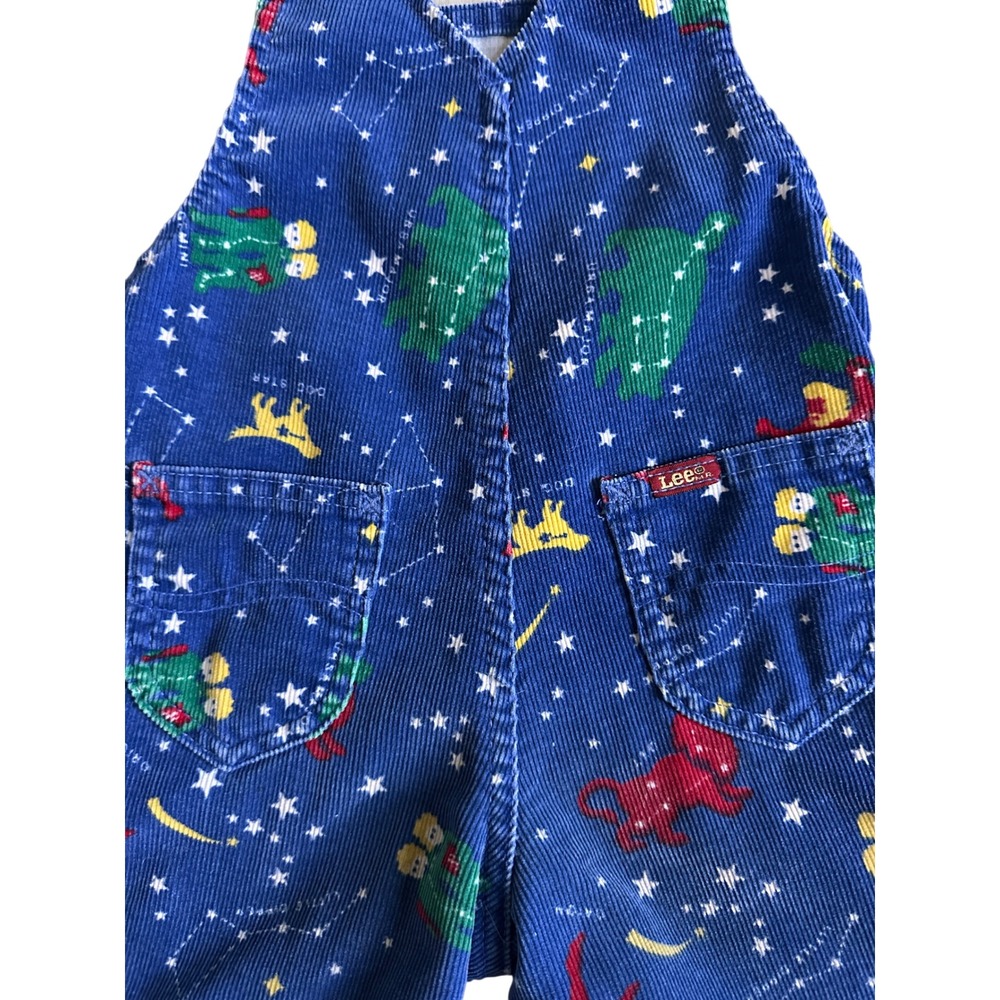 Vintage Lee Constellation Corduroy Overalls Toddler 4T Bibs Celestial Astrology - Picture 5 of 7